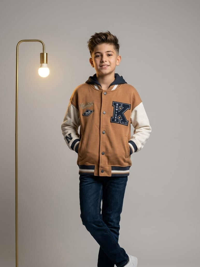 New York Varsity Kids Jacket – Camel Brown
