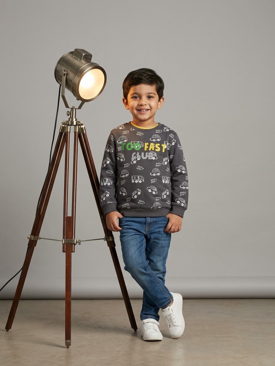 Too Fast Club Kids Sweatshirt – Charcoal Grey